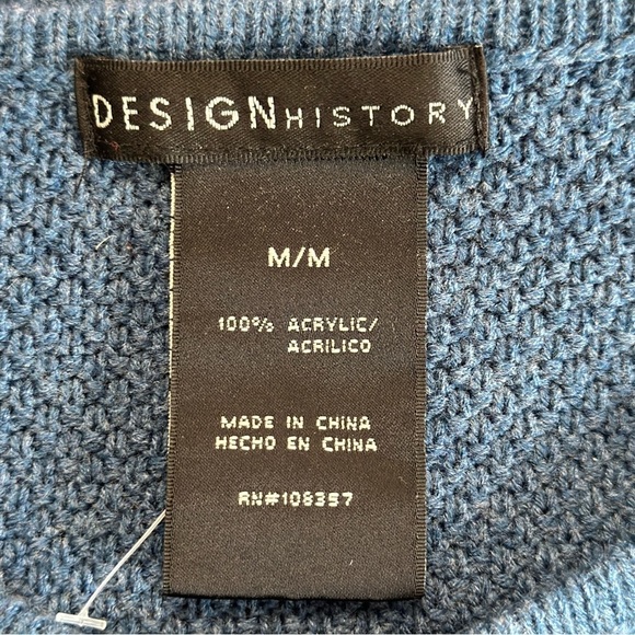 Design History Women's Long Sleeve Crew Neck Sweater Size Medium Blue - Picture 3 of 3